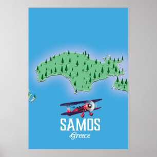 Affiche Carte de l'île grecque de Samos