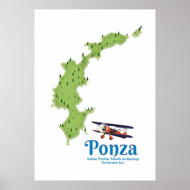 Affiche Carte de l'île italienne de Ponza. (Devant)