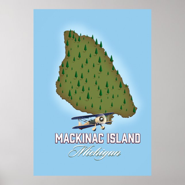 Affiche Carte de l'île Mackinac Michigan (Devant)