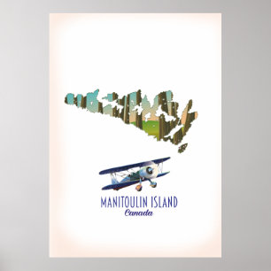 Affiche Carte de l'île Manitoulin Canada