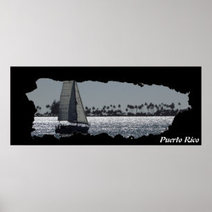 Affiche Carte de l'île Porto Rico