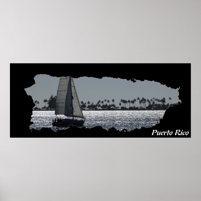 Affiche Carte de l'île Porto Rico (Devant)