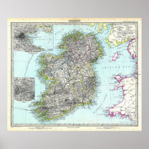 Affiche Carte de l'Irlande (1891)