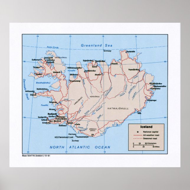 Affiche Carte de l'Islande (1981) (Devant)