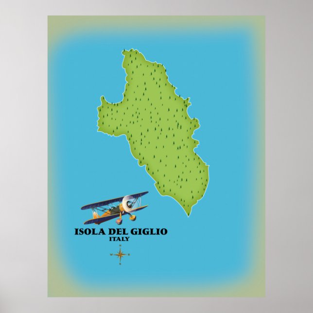 Affiche Carte de l'Isola del Giglio Italie (Devant)