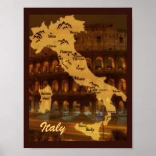 Affiche Carte de l'Italie