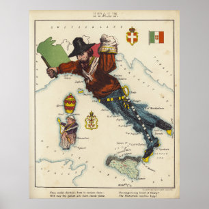 Affiche Carte de l'Italie (1868)