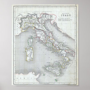 Affiche Carte de l'Italie ancienne