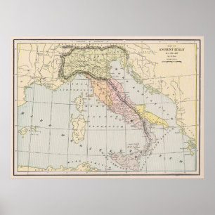 Affiche Carte de l'Italie ancienne 800 - 222 av. J.-C (190