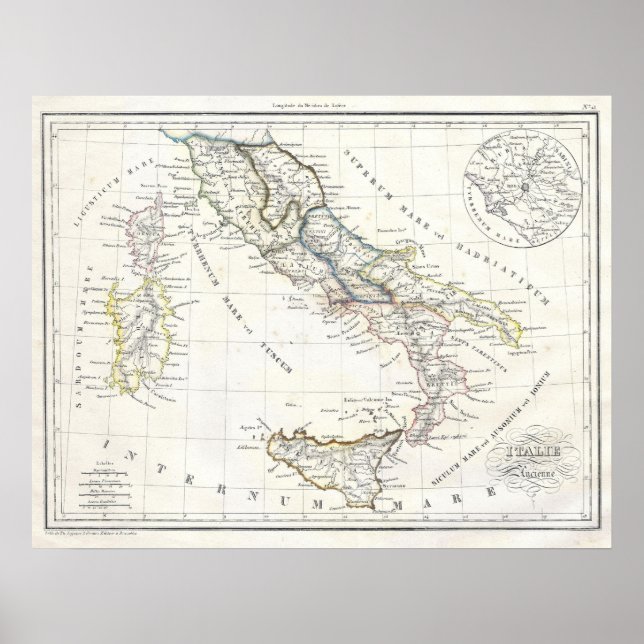 Affiche Carte de l'Italie dans l'Antiquité romaine (Devant)