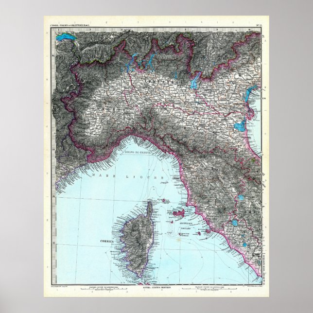 Affiche Carte de l'Italie du Nord (1891) (Devant)