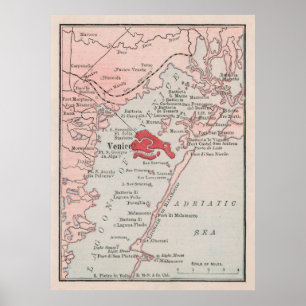 Affiche Carte de l'Italie du Vieux Venise (1912) Vénétie V