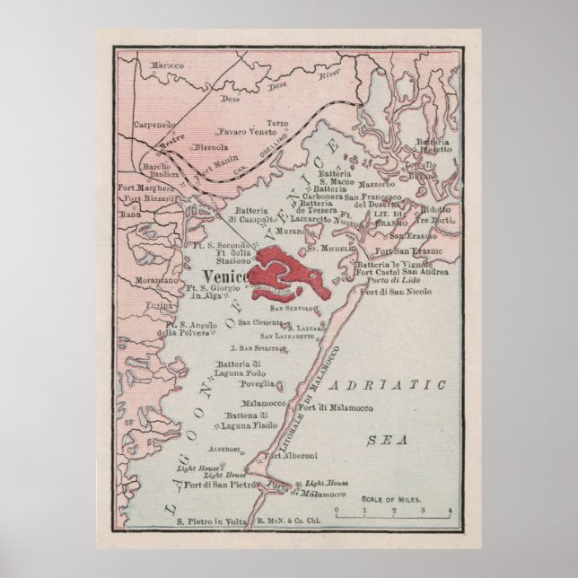 Affiche Carte de l'Italie du Vieux Venise (1912) Vénétie V (Devant)