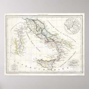 Affiche Carte de l'Italie en périodes romaines antiques