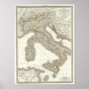 Affiche Carte de L'Italie - Italie