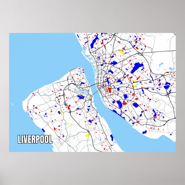 Affiche Carte de Liverpool (Devant)