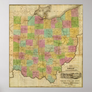 Affiche Carte de l'Ohio 2