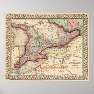 Affiche Carte de l'Ontario par Mitchell