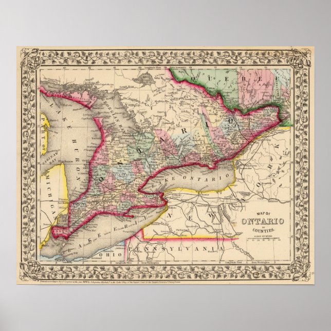 Affiche Carte de l'Ontario par Mitchell (Devant)