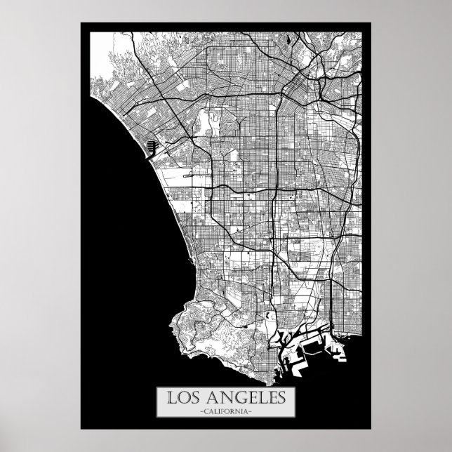Affiche Carte de Los Angeles Californie (Devant)