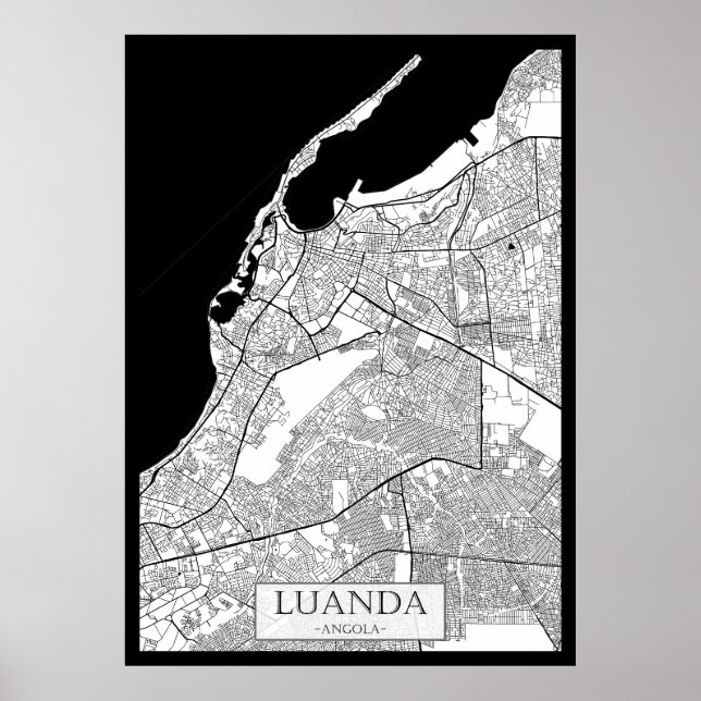 Affiche Carte de Luanda Angola (Devant)
