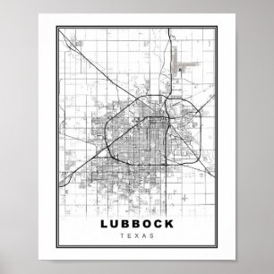 Affiche Carte de Lubbock