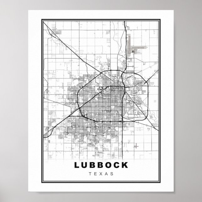 Affiche Carte de Lubbock (Devant)