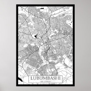 Affiche Carte de Lubumbashi RD Congo