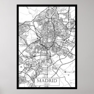Affiche Carte de Madrid Espagne