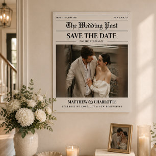 Affiche Carte de mariage beige pour annoncer la date de vo