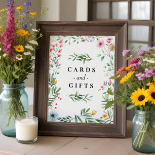 Affiche Carte de mariage de fleurs sauvages pour la mariée