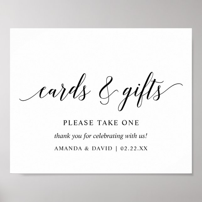 Affiche Carte de mariage élégante typographie Black v1 (Devant)