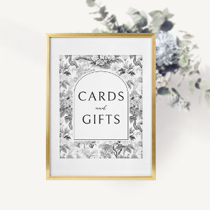 Affiche Carte De Mariage Et Cadeaux Floraux Noirs Chinoise