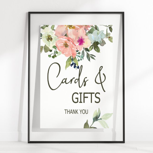 Affiche Carte de mariage florale coquille d'oeuf et rose & (Créateur téléchargé)