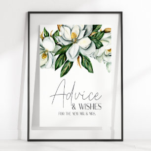 Affiche Carte de mariage florale Magnolia blanche & pannea