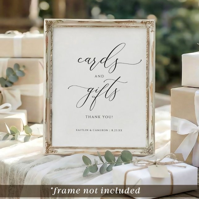 Affiche Carte de mariage ou de fête de mariage Sign (Elegant calligraphy cards and gifts sign)