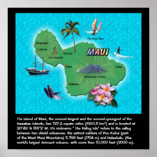 Affiche Carte de Maui