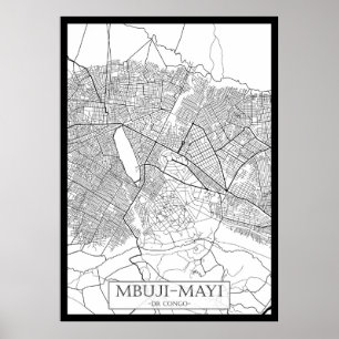 Affiche Carte de Mbuji-Mayi République démocratique du Con