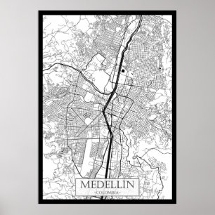 Affiche Carte de Medellín Colombie