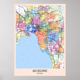Affiche Carte de Melbourne Australia City