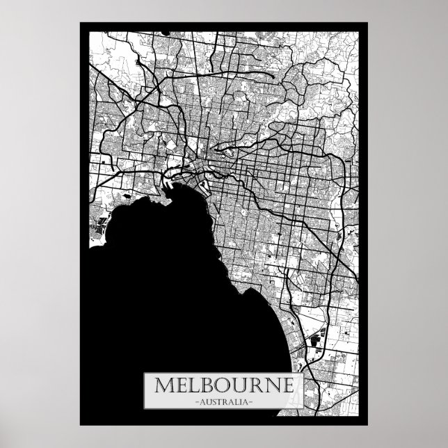 Affiche Carte de Melbourne Australie (Devant)
