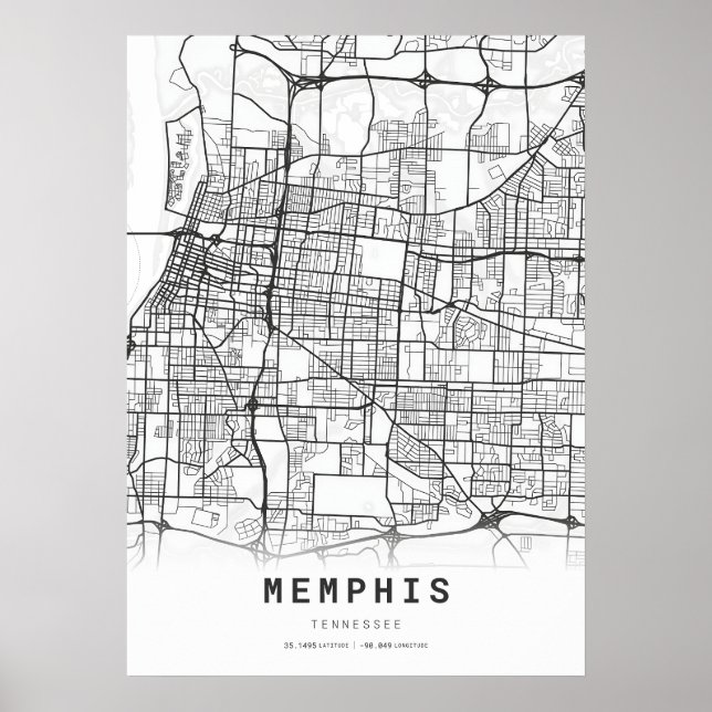 Affiche Carte de Memphis (Devant)