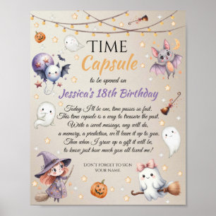 Affiche Carte de message capsule temporelle Bonjour Boo Ha
