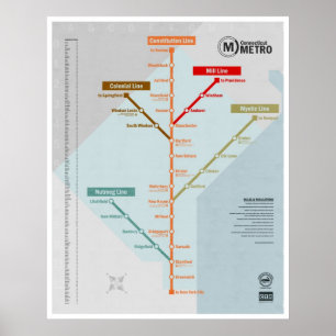 Affiche Carte de métro du Connecticut