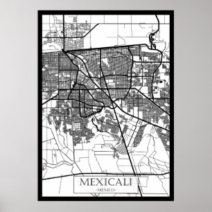 Affiche Carte de Mexicali Mexico City