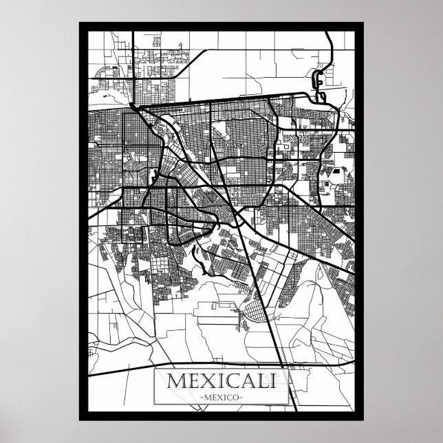 Affiche Carte de Mexicali Mexico City (Devant)