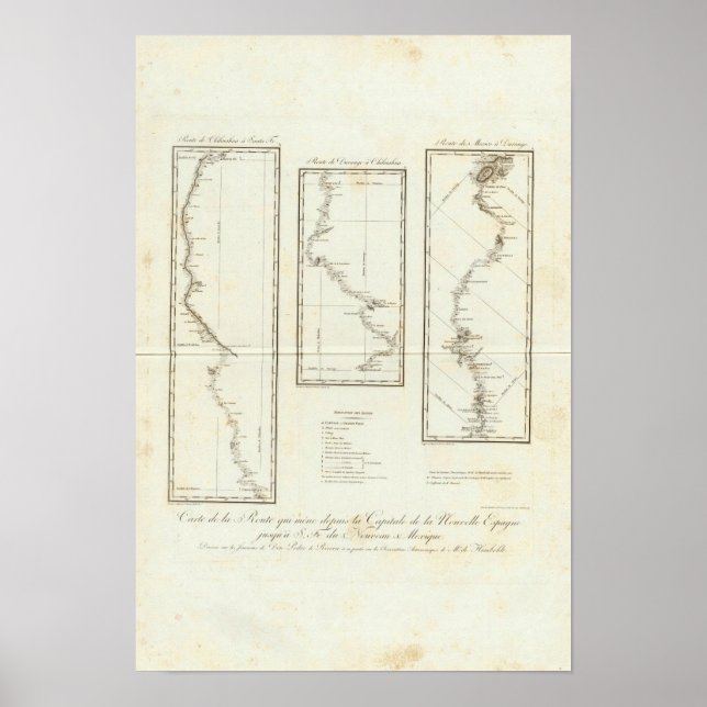 Affiche Carte de Mexico à Père Noël Fe Nouveau-Mexique (Devant)