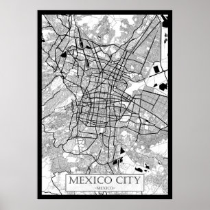 Affiche Carte de Mexico City Mexique