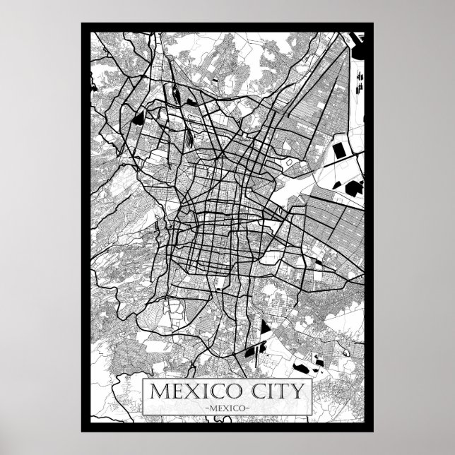 Affiche Carte de Mexico City Mexique (Devant)