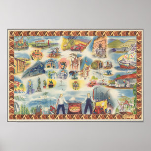 Affiche Carte de Mexico et de l'environnement